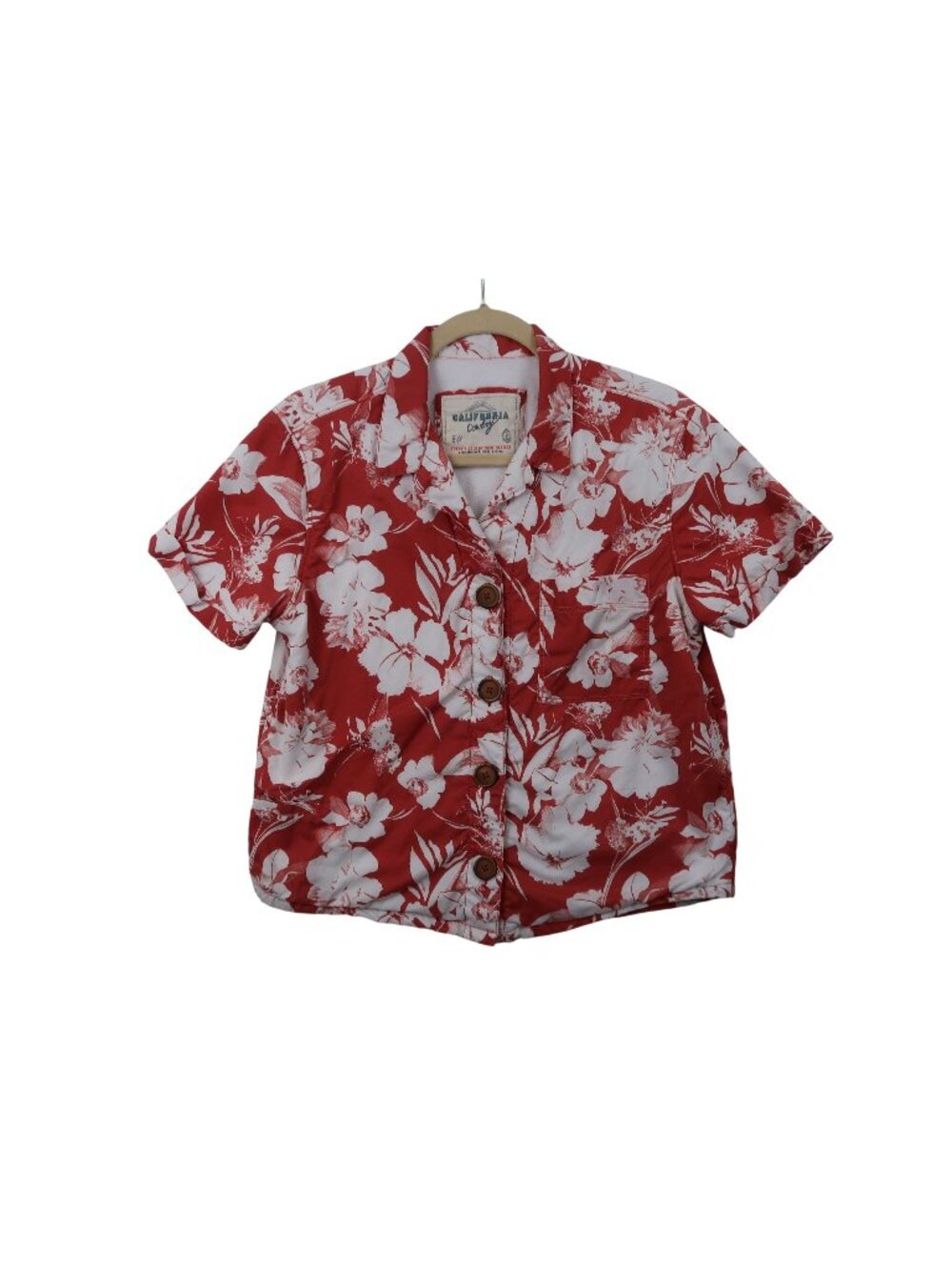 California Cowboy Womens M The High Water Red White Button Up Short Sleeve Shirt